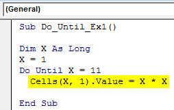 VBA Do Until Loop Example 1-7