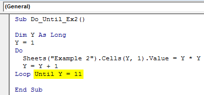 VBA Do Until Loop Example 2-8