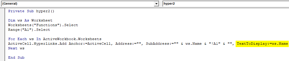 VBA Hyperlink Example 3-7