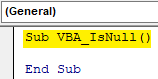 VBA ISNULL Example 1.1