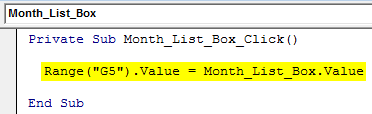 VBA List Box Example 2-12