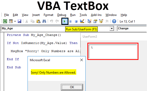 vba textbox message excel functions