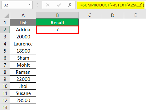 Count Cells with Text in Excel 2-5
