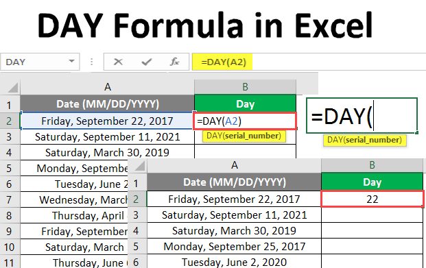 day formula in excel 