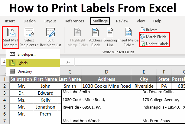 How To Print Labels From Excel Steps To Print Labels From Excel