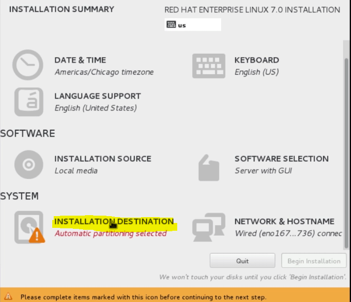 installation destination