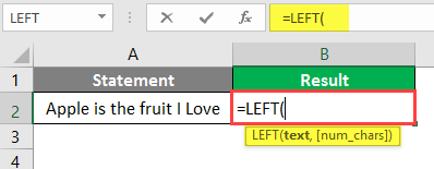 left formula in excel example 1-1