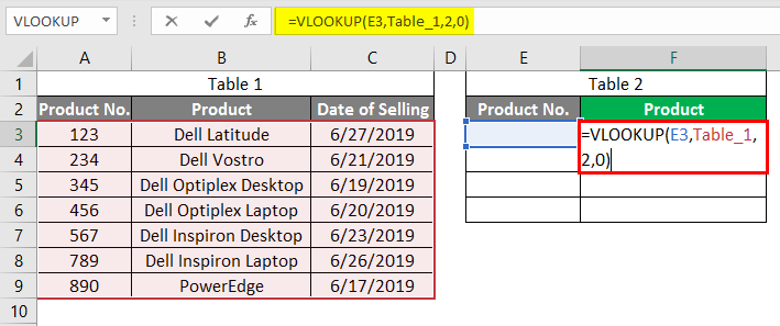 Example Of Table Array In Excel