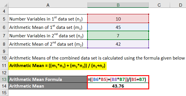 Arithmetic Mean Formula Calculator Examples With Excel Template