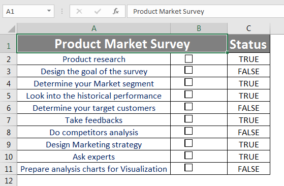 Checklist in Excel 1.1