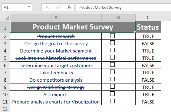 Checklist in Excel 1.2