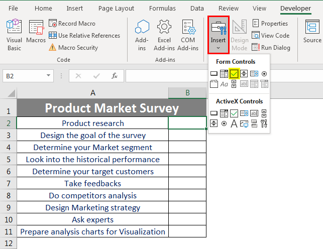 Checklist in Excel 2.4