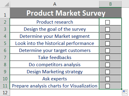 Checklist in Excel 2.6