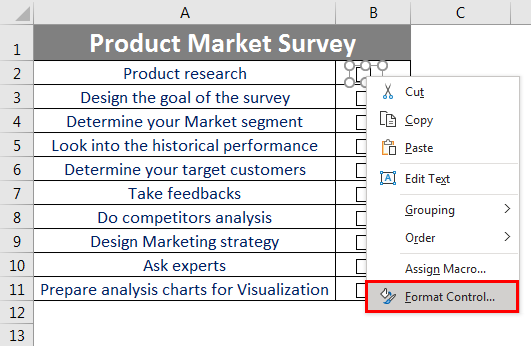 Checklist in Excel 2.7.1