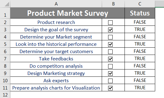 Checklist in Excel 2.7.3