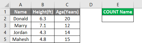 Count Names in Excel example 3.2
