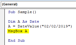 vba datevalue function Example 1.4