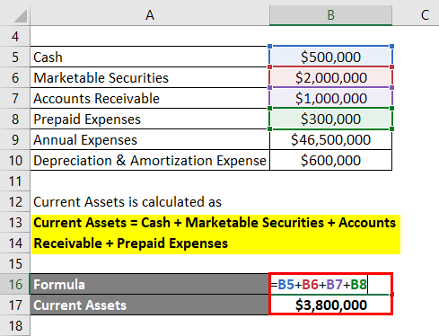 Calculation of Current Assets -1.2