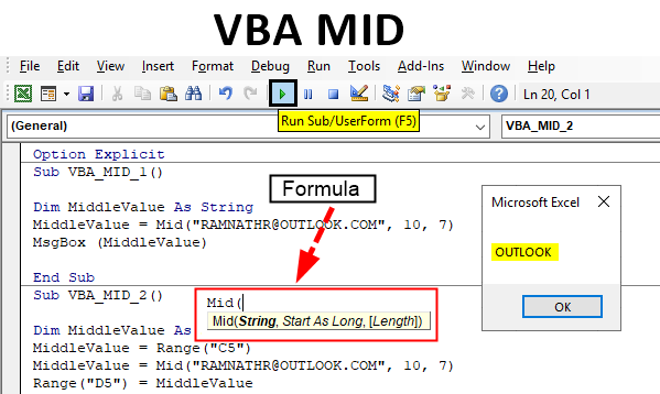 Vba Mid How To Use Mid Function In Excel Using Vba Example