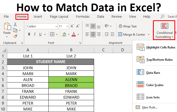 How to Match Data in Excel