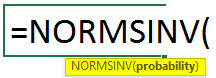 NORMSINV syntax
