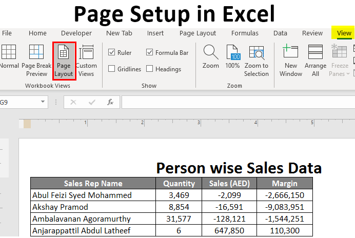 What Is Page Setup In Excel