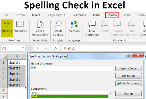 grammar check in excel shortcut