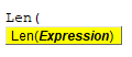 Syntax of VBA Length of string