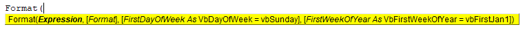 Syntax of VBA Format