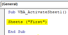 VBA Activate Sheet Example 1-4