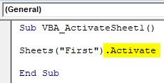 VBA Activate Sheet Example 1-5