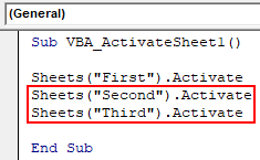 VBA Activate Sheet Example 1-6