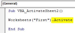 VBA Activate Sheet Example 2-3