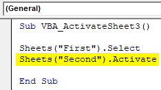 VBA Activate Sheet Example 3-4