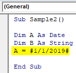 Store a date in Variable A Example 3-3