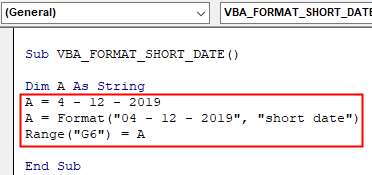 VBA Date Format Example 1.3