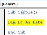 VBA DateSerial Example 1.1