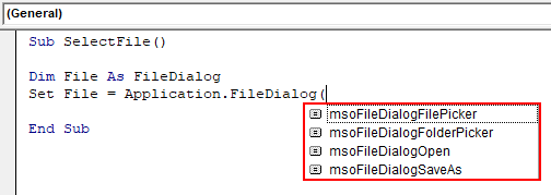 VBA FileDialog Example 1-6