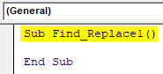 VBA Find and Replace Example 1-3