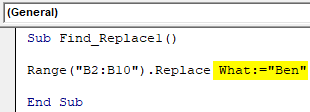 VBA Find and Replace Example 1-6