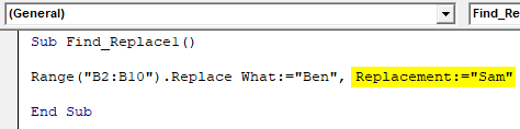 VBA Find and Replace Example 1-7