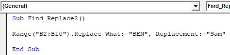 VBA Find and Replace Example 2-9
