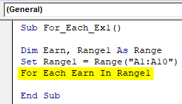 VBA For Each Loop Example 1-7