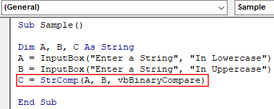 VBA StrComp Example 1.4