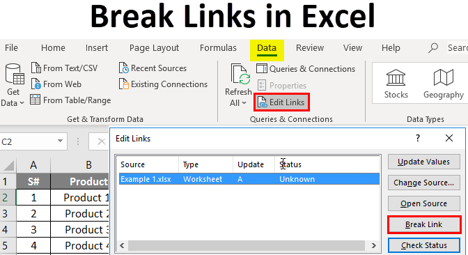 excel break links not working