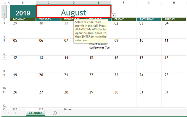 create a calendar in excel for mac 2016