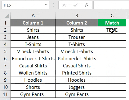 (Matching Columns in Excel)matching column 1