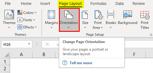 excel change layout to landscape