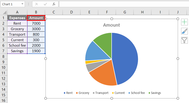 how to create a pie chart with percentages of a list in excel