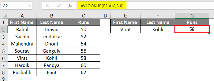 vlookup example runs 2
